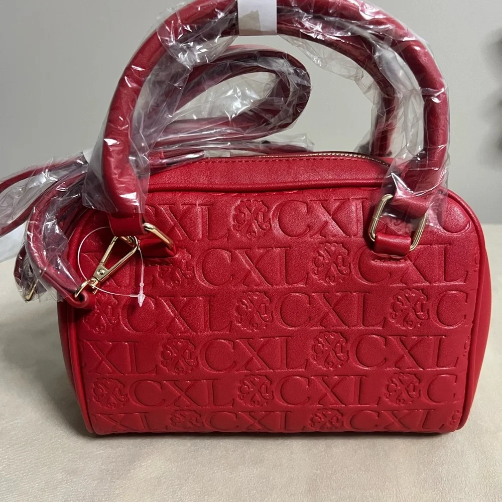CXL by Christian Lacroix Red Eiden Embossed Logo Satchel NWT